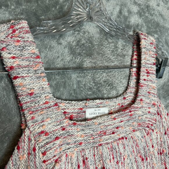Lucky Brand Women Colorful Classic Coquette Girly Pink Soft Tweed Tank Top S - Picture 3 of 9